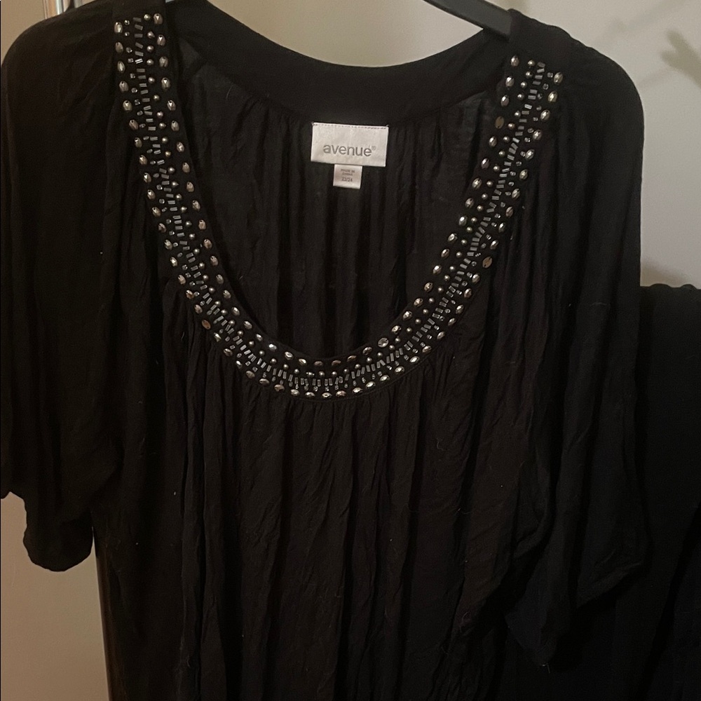 Avenue Black Studded Women's Blouse